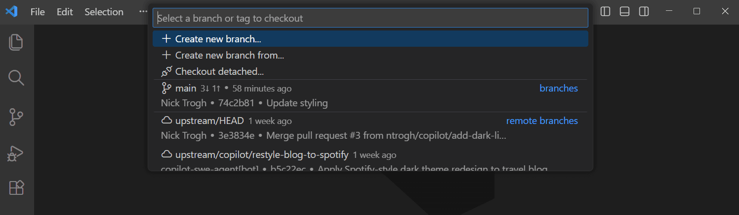 Ctrl/⌘ + Shift + N — New Branch (Fork the Timeline)