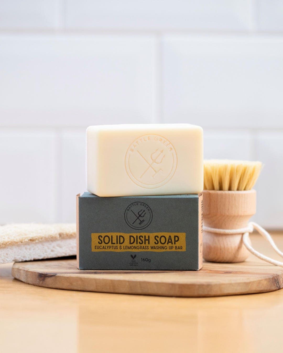 Solid Dish Soap Bar + Dish Brush