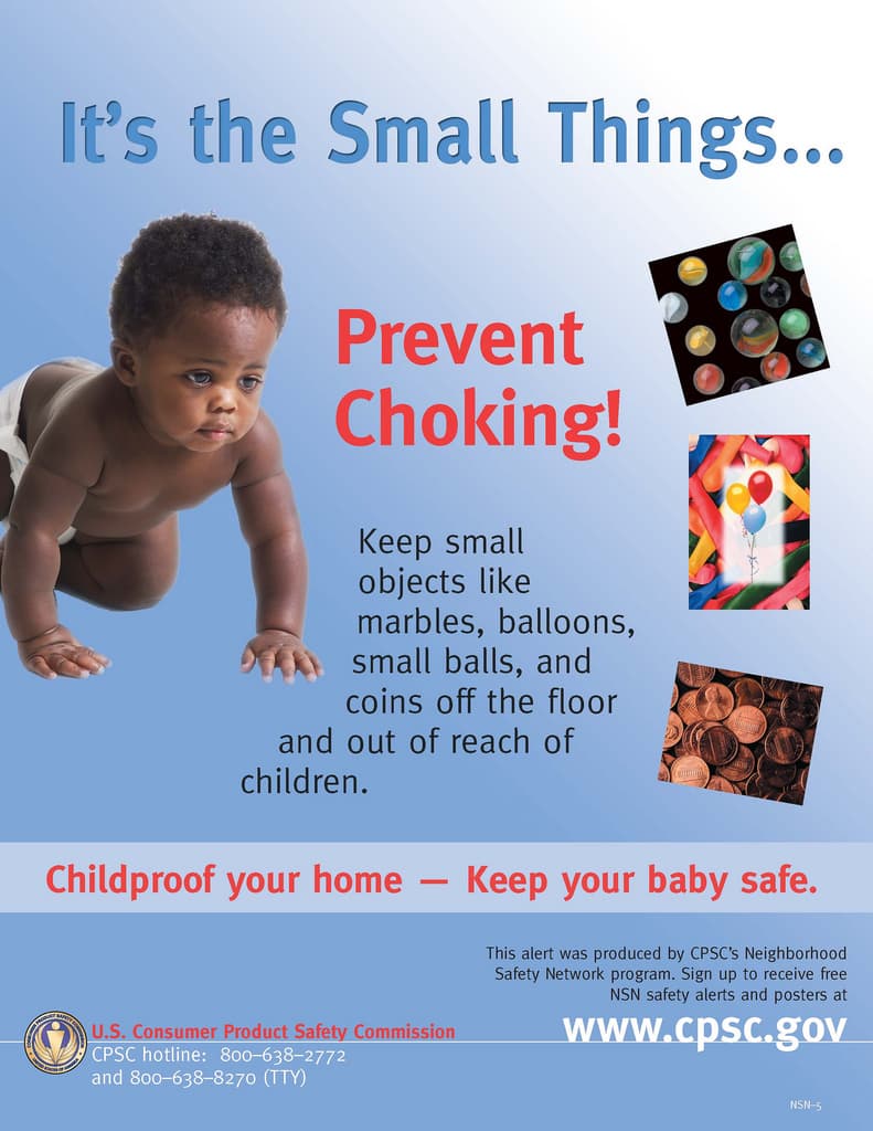 Eliminate choking hazards by controlling small items